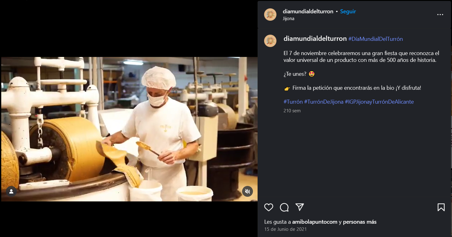 Redes sociales Instagram dia mundial del turrón