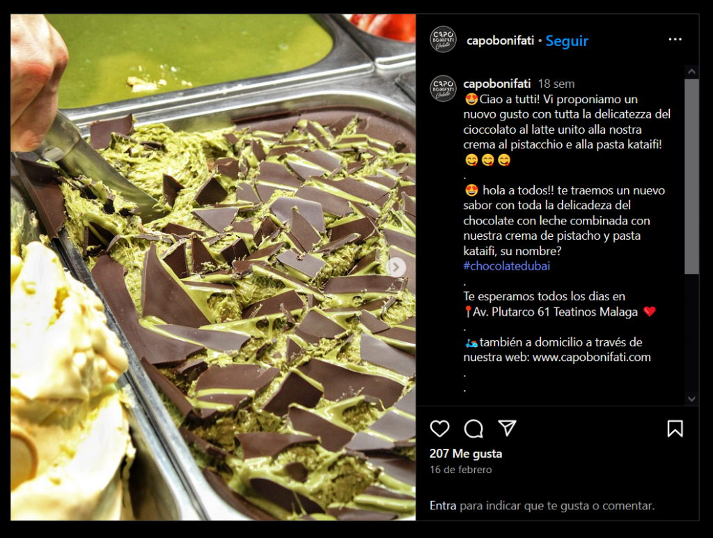 helado chocolate dubai