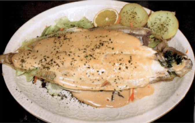 Lubina preparada con salsa de turrón de Jijona y Fondillón