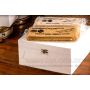 Caja de madera con tapa para 6 u 8 turrones (vacía) - Madera Natural de Chopo - 20cm x 20cm x 10cm - Visagras y Cierre Doradas