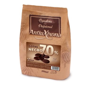 Gotas o pepitas de Chocolate Negro, cobertura para fundir: 70% cacao 1KG - Antiu Xixona