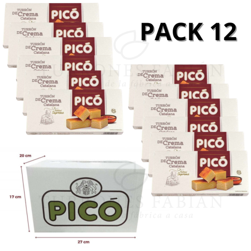 CAJA DE 12 UNIDADES DE TURRON DE CREMA CATALANA PICO 200 GRS