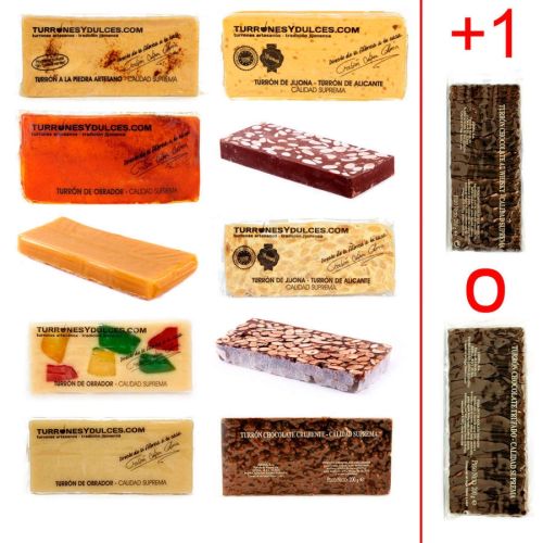Lote 10 turrones artesanos variados (+1 de regalo)