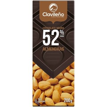 Chocolate Puro 52% Cacao con Almendras 200g - El Clavileño