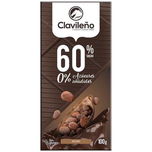 Chocolate Negro 60% Cacao sin Azúcares Añadidos 100g - El Clavileño