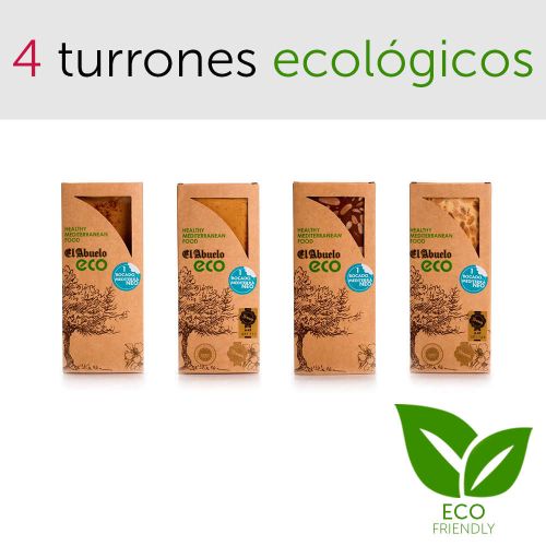 Lote de 4 turrones ECO El Abuelo, de agricultura ecológica y certificados