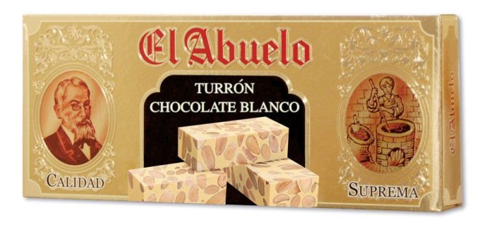 Turrón Chocolate Blanco c/almendra b/300 grs El Abuelo