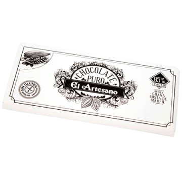 Turron de chocolate puro al 85% de Ghana-Costa de Marfil en formate 150grs