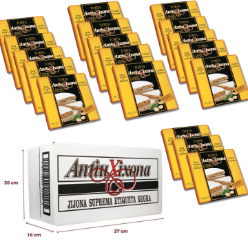 Caja de 18 unidades de Torta de Turrón de Alicante (duro) Antiu Xixona Etiqueta Negra 200g
