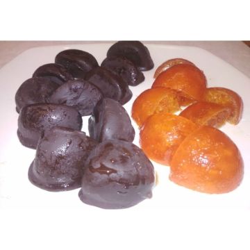 Cuartos de mandarina con Chocolate Negro a granel en formato de 1kg 