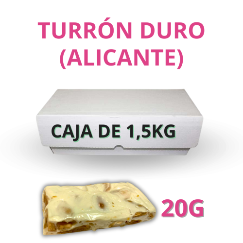 Turrón Duro en porciones de 20g en cajas a granel - Caja de 1,5kg ( aprox 75 unidades )