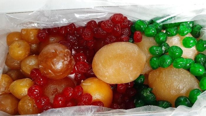 Fruta glaseada y escarchada en cajón de 5kg a granel (también confitada)