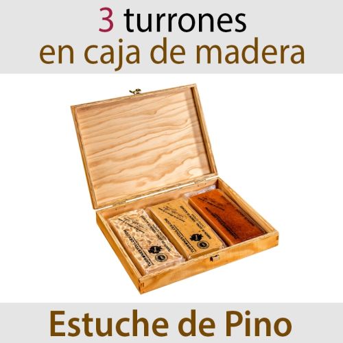 Pack 2 Artisan Turrones in Wooden Pine Case, hard or soft, you chose