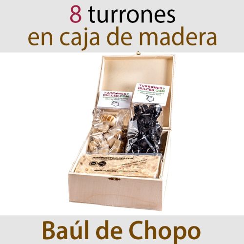 Pack 2 Artisan Turrones in Wooden Pine Case, hard or soft, you chose