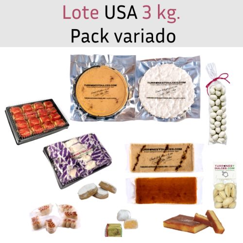 Lote especial USA 3 kg. Pack turrones variados