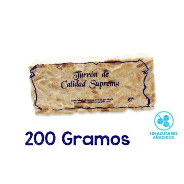 Turron espagnol dur Alicante Nougat 200 grammes. SANS SUCRE