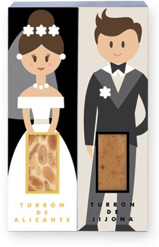Caja de porciones para bodas Turrón de Jijona y Turrón de Alicante 2 uds