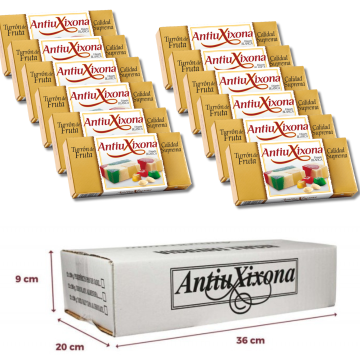 Caja de 12 unidades de turrón de Fruta Antiu Xixona 250gr Etiqueta Blanca