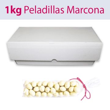 Peladillas blancas de almendra marcona a granel, caja de 1 Kg
