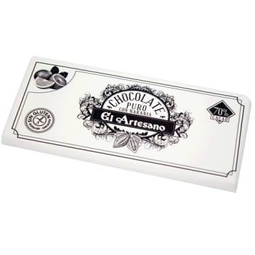 Turron de chocolatecacao 70%  con naranja marca El Artesano 125 grs 