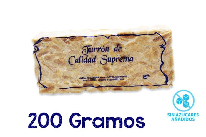 Turrón Imperial sin azúcares añadidos, tableta dura de 200 grs.