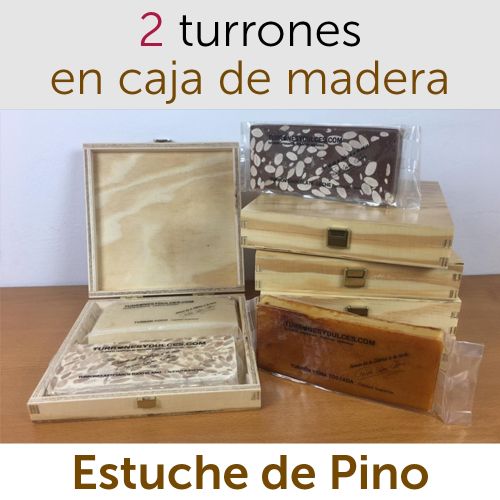 Lote de 2 Turrones Artesanos en Estuche de Pino (Jijona y Alicante)